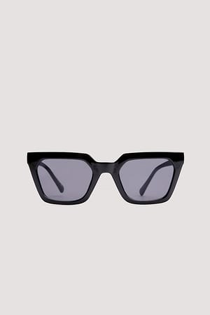 Black Sharp Edge Square Sunglasses