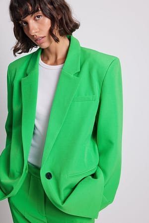 Green Gerecyclede oversized blazer met scherpe schouders