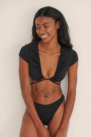 Black Skinnende Bikini T-Top Med Løbebånd