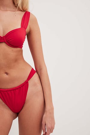 Red Braguita de bikini brillante drapeada de corte alto