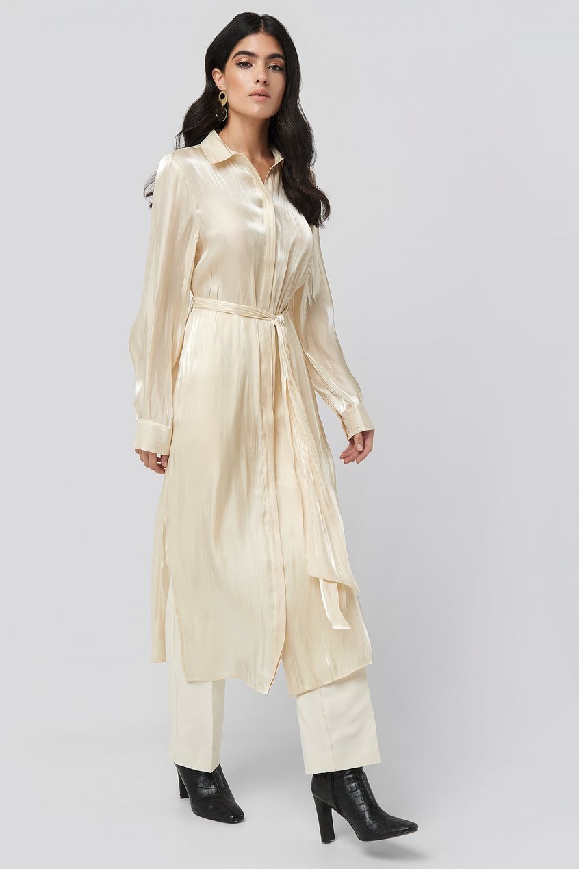 Kleider Herbstkleider | Shiny Long Shirt Dress - XC56550