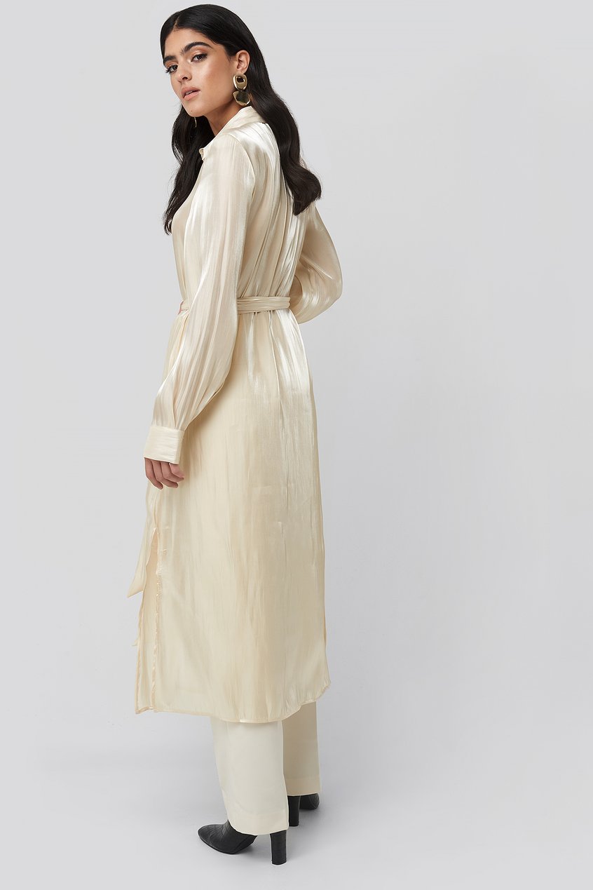 Kleider Herbstkleider | Shiny Long Shirt Dress - IY01835