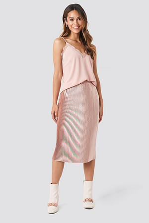 Dusty Pink NA-KD Trend Shiny Pleated Skirt