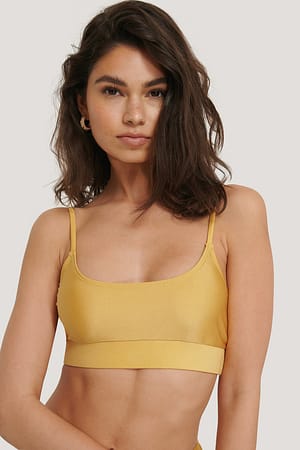 Dusty Yellow Shiny Rounded Bikini Top