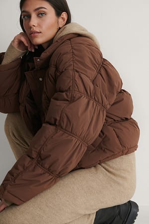 Nougat NA-KD Trend Shirred Detail Padded Jacket