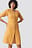 Shirred Waist Buttoned Midi Dress