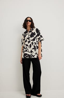 Short Sleeve Printed Cotton Shirt Outfit