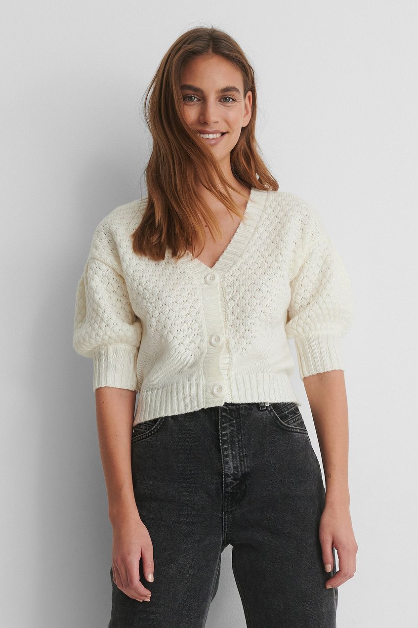 Pullover Sweaters | Kurze Strickweste Mit Puffärmeln - LR78003