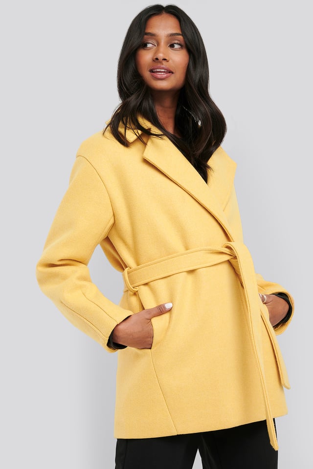 Short Belted Coat Yellow