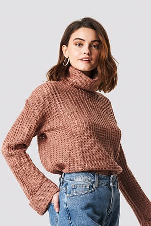 Dusty Pink NA-KD Short Pineapple Knitted Sweater