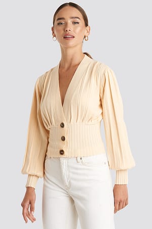 Nude NA-KD Trend Short Ribbed Cardigan