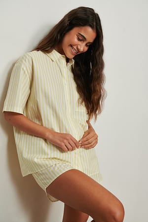 Yellow Stripe Short Sleeve Organic Cotton Shirt