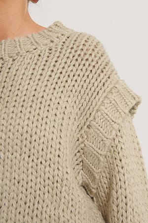Shoulder Detail Knitted Sweater Beige | NA-KD