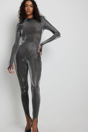 Silver Shoulder Padded Catsuit