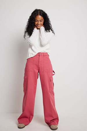 Pink Rechte jeans met zijzakken