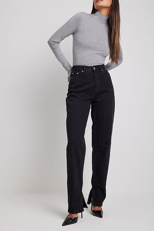 Deep Black Økologiske jeans med sideslids