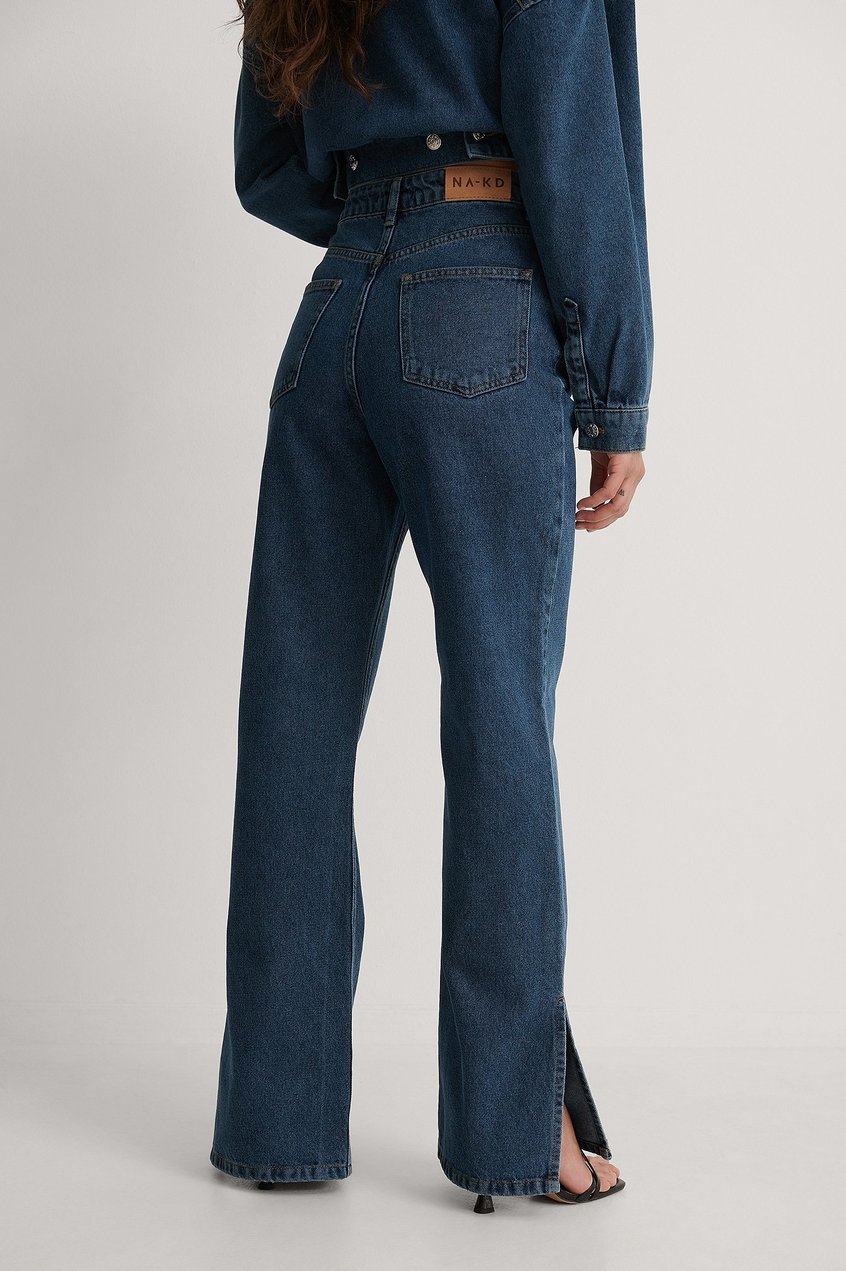 Jean Reborn Collection | Jean taille haute bicolore à fente latérale recyclé - ZK81262