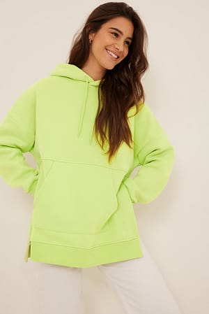 Light Green Oversized hoodie met zijsplit