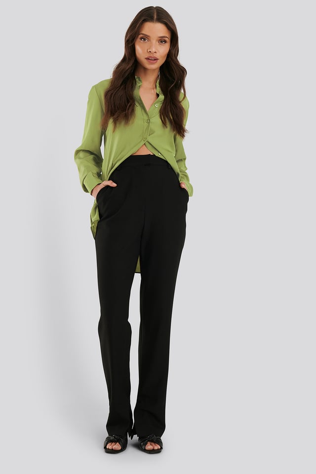 Dressbukser Med Splitt Black