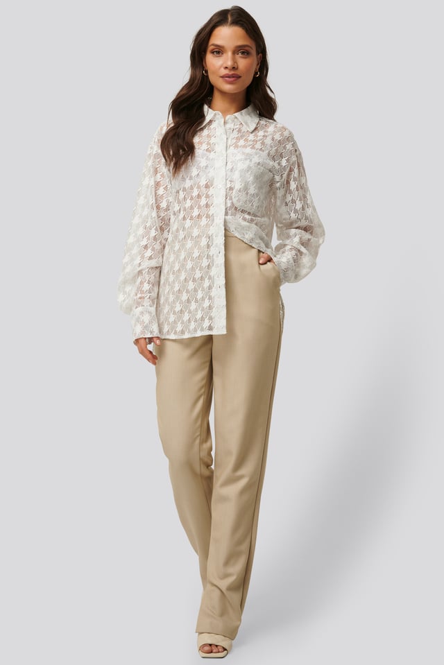 Dressbukser Med Splitt Beige