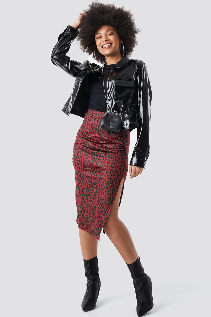 Jupes Collection de soirée | Side Split Leopard Print Skirt - OC49500