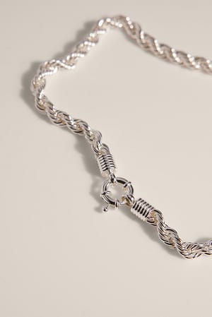 Silver Silver Plated Twisted Ring Necklace