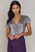 Silver Pleated V-Neck Top
