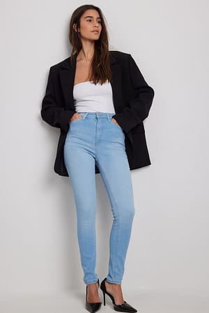 Blue Organische skinny jeans met hoge taille