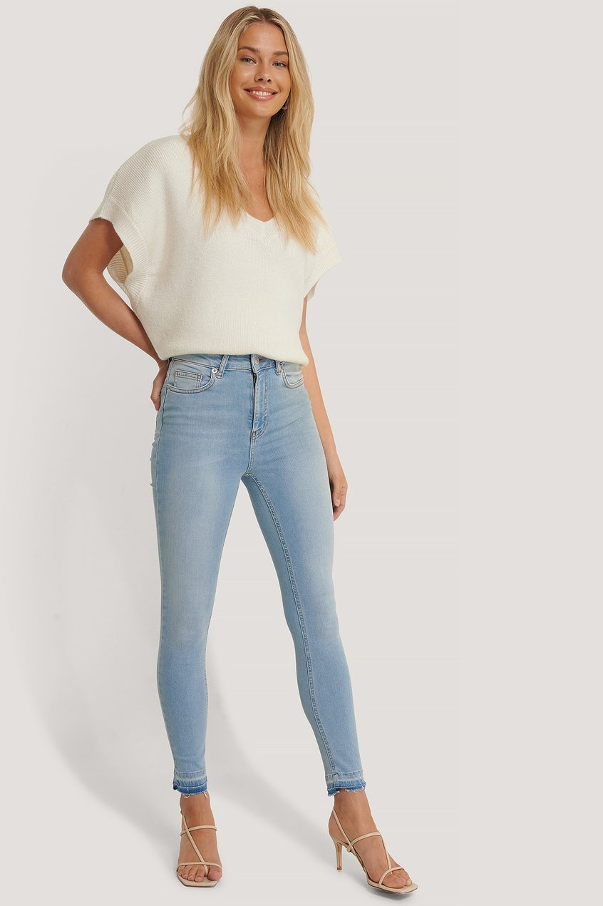 Jean Jean taille haute | Skinny High Waist Open Hem Jeans - XT62857