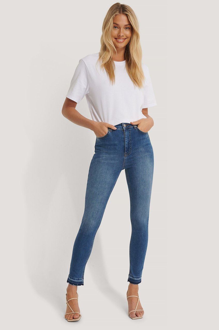 Jeans High Waisted Jeans | Skinny High Waist Open Hem Jeans - IQ60379