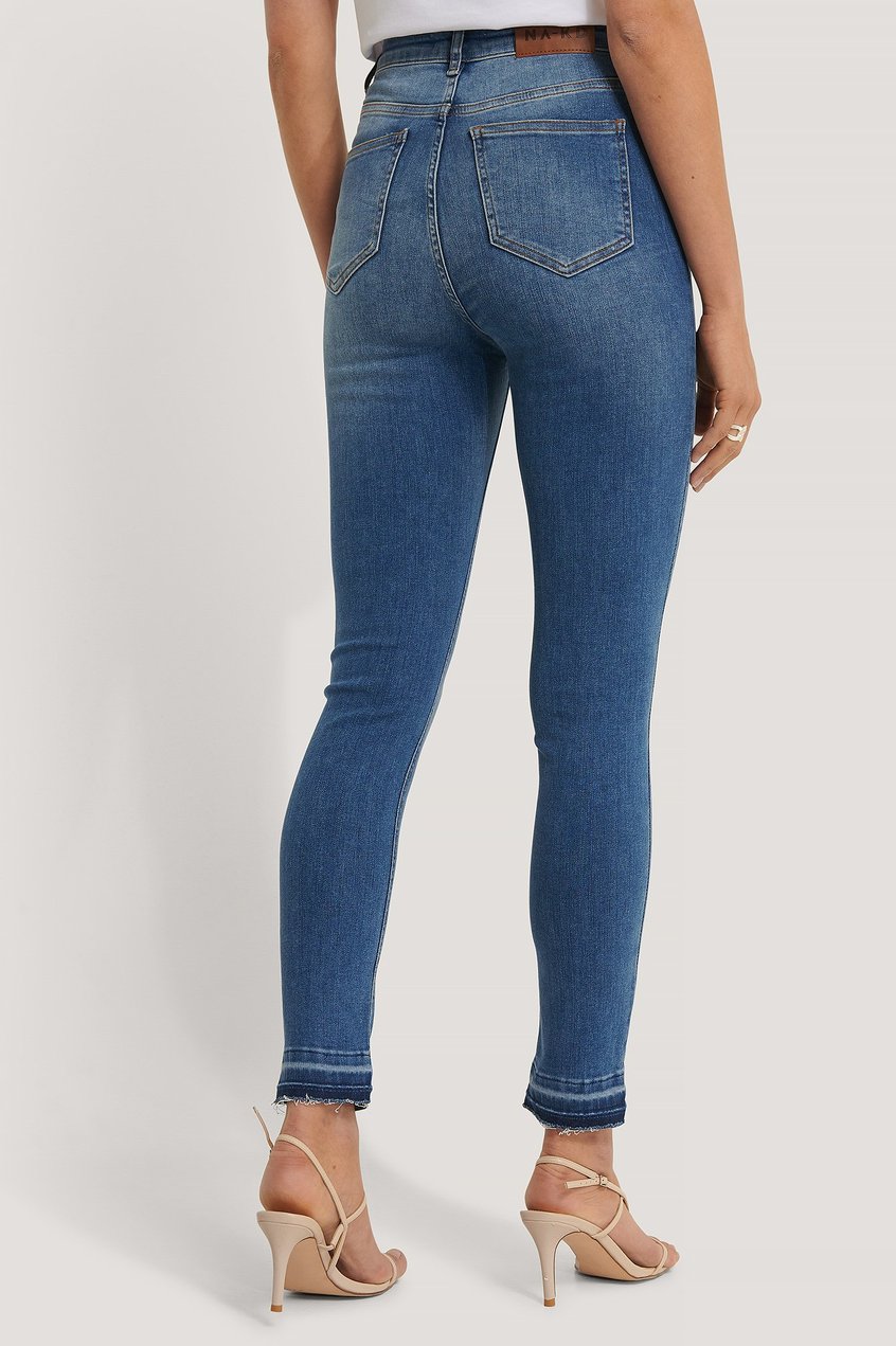 Jean Jean taille haute | Skinny High Waist Open Hem Jeans - UH96643