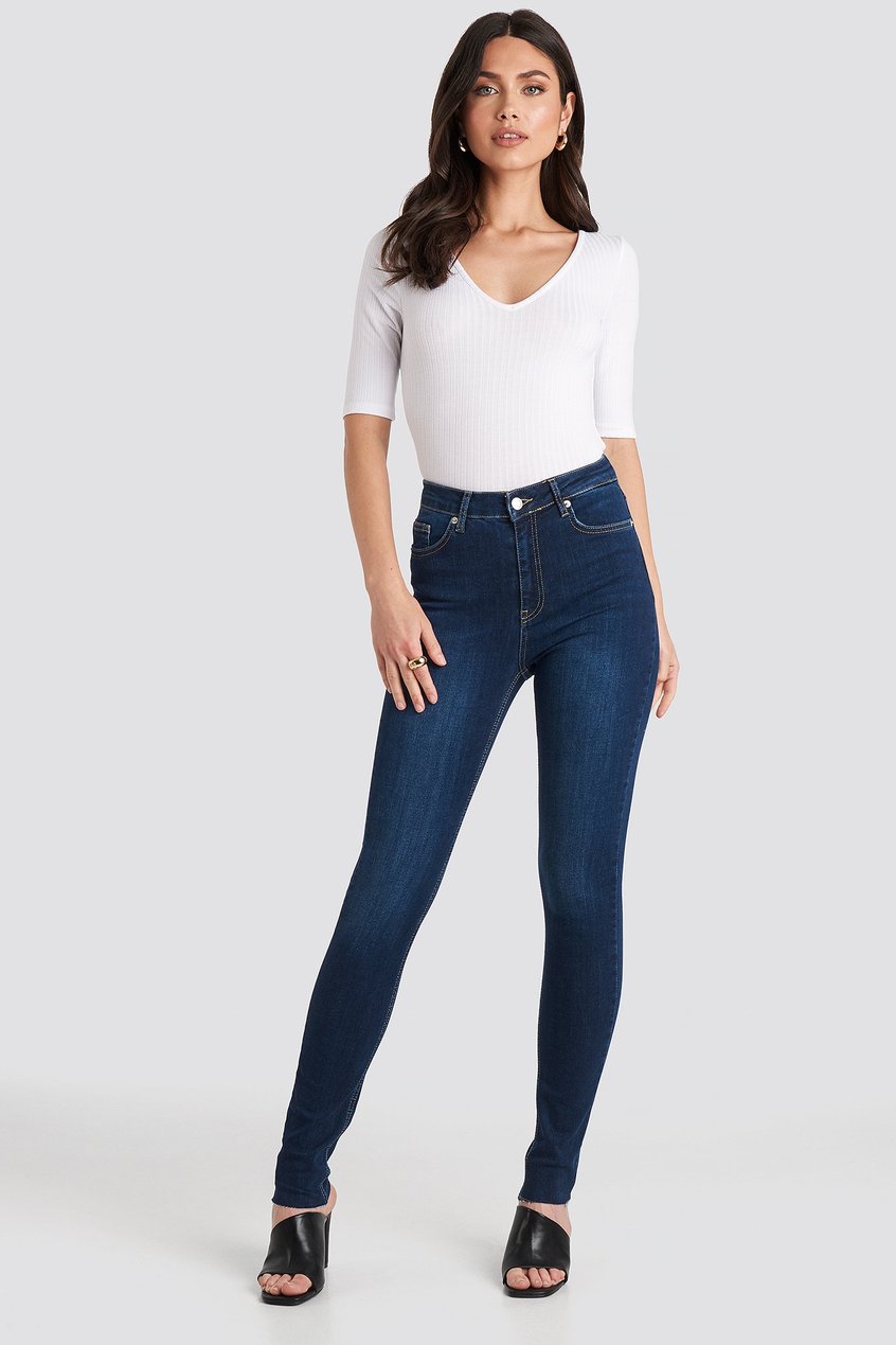 Jeans High Waisted Jeans | Hohe Taille Roher Saum Gerade Jeans - IF61050