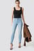 Skinny Mid Waist Front Panel Jeans