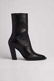 Black Slanted Heel Western Boots
