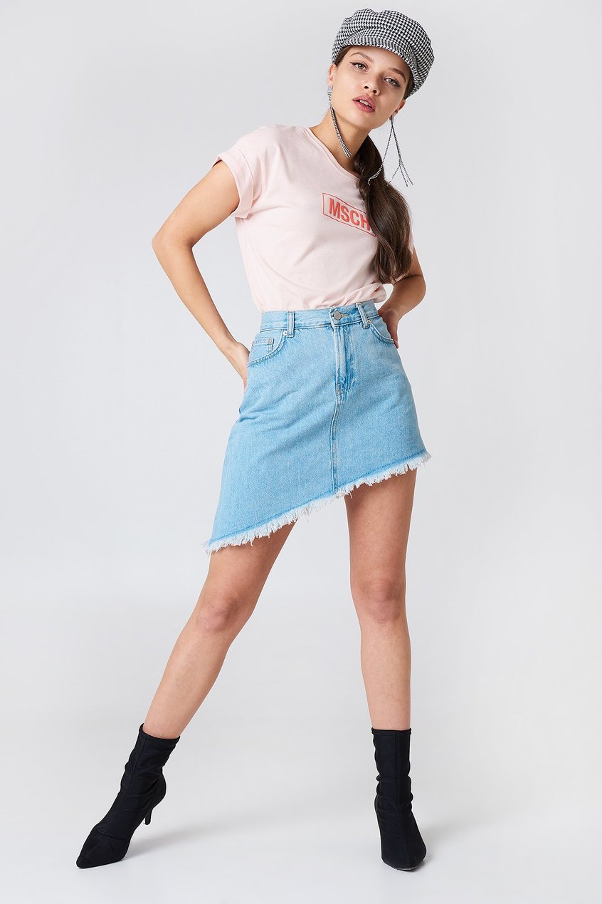 Jupes Mini jupes | Slanting Hem Denim Skirt - QO36325
