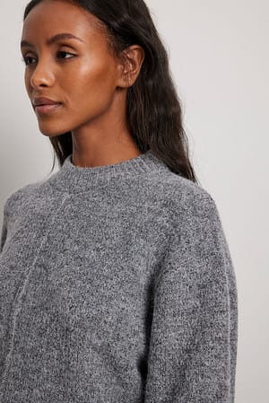 Grey Wide Sleeve Knitted Sweater