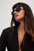 Black Slim Frame Detail Sunglasses