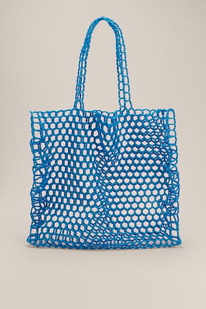 Aqua Blue Wąska torba na zakupy z perełkami