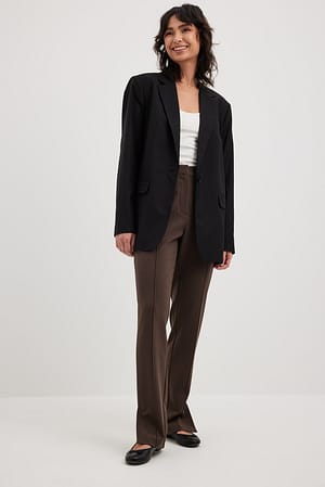 Brown Dressbukse med slank rett passform og splittdetaljer