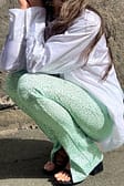 Light Green Slit Sequin Pants