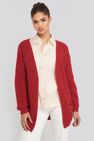 Red NA-KD Slouchy Open Front Cardigan