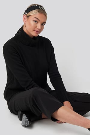 Black NA-KD Slouchy Turtle Neck Sweater