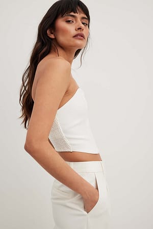 White Recycled Smock Back Corset Top