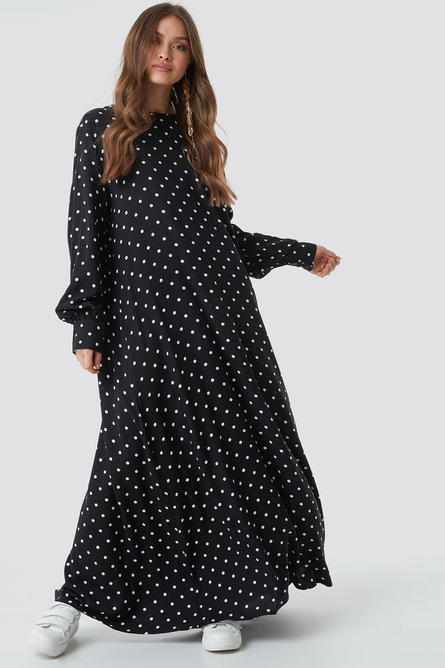 Smock Maxi Dress Black/White