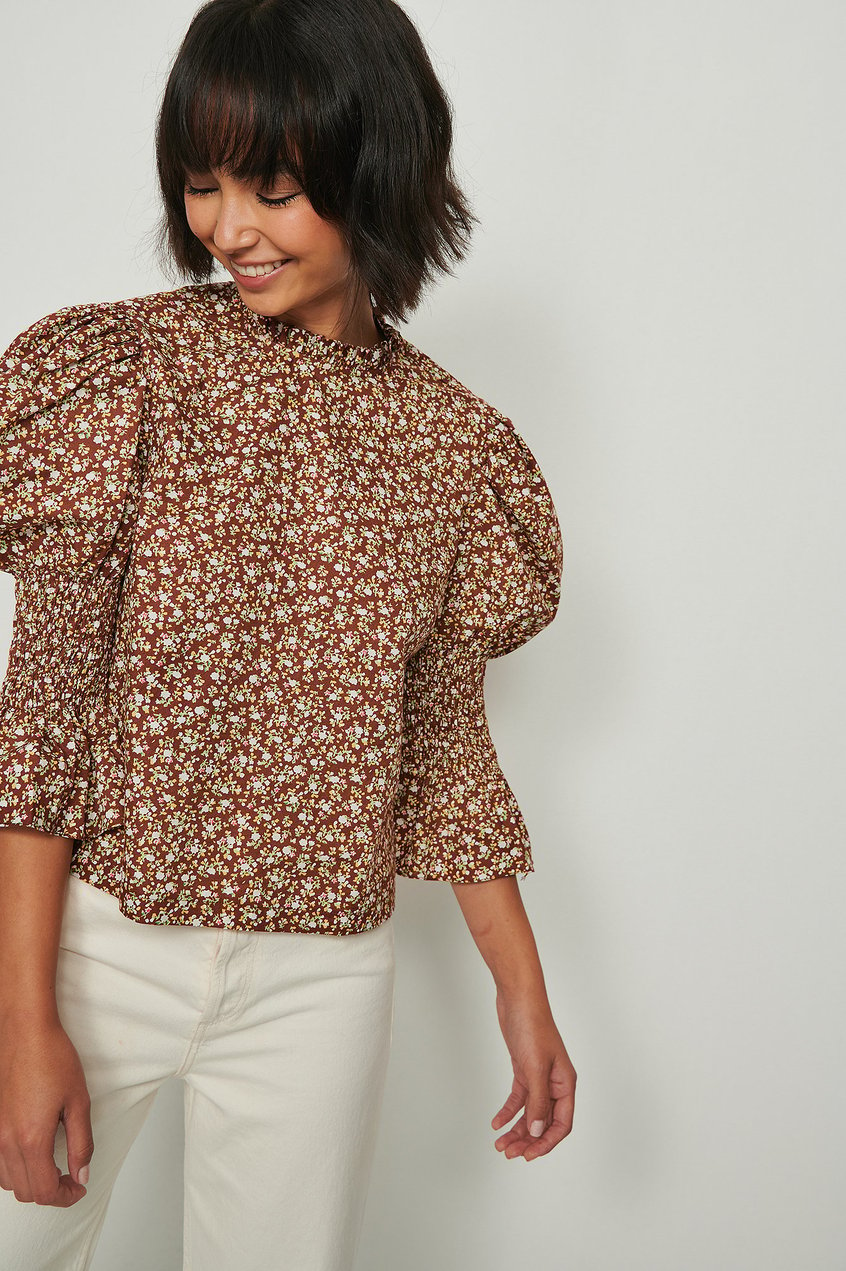 Chemises | Blouses Blouses lavallière | Haut en coton à manches smockées - PX49746