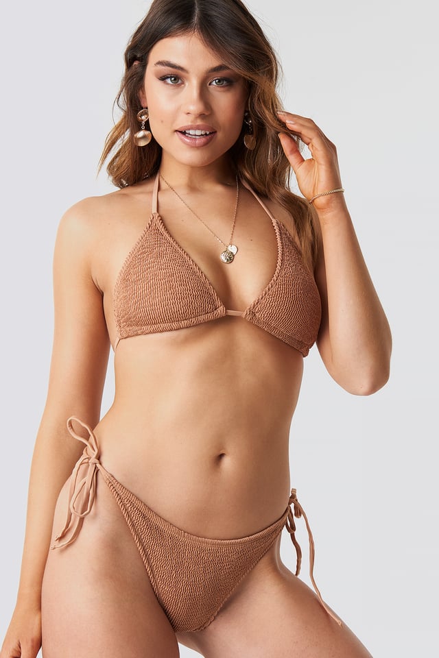 Smocked Triangle Bikini Panty Mocha