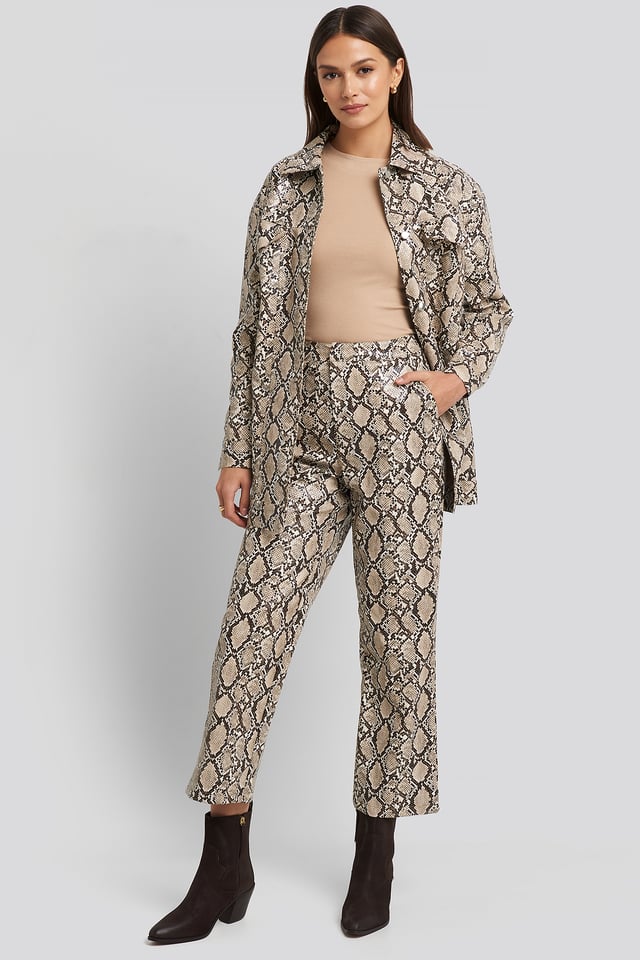 Snake Printed Cropped Pants Print