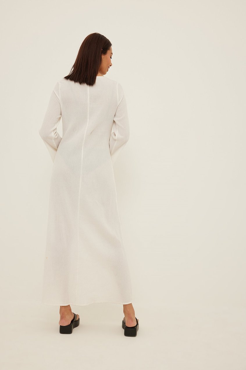 Vestidos Long Sleeve Maxi Dresses | Vestido maxi de algodón suave con escote fruncido - HB25153