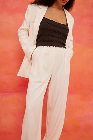 Soft High Waist Suit Pants Offwhite