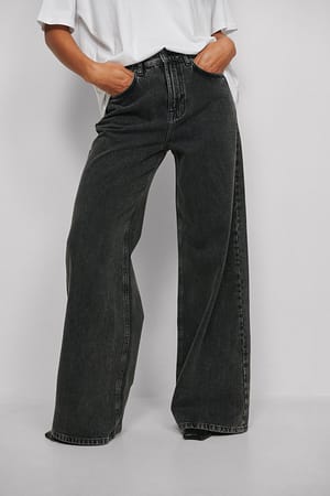 Organic Soft Rigid Wide Jeans Grey | NA-KD